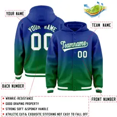 Royal Green Gradient Letterman Varsity Jacket Hoodie 4