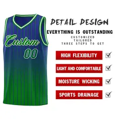 Royal Green Gradient Stripe Basketball Jersey 2