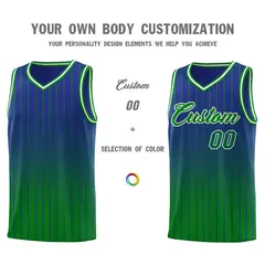 Royal Green Gradient Stripe Basketball Jersey 3