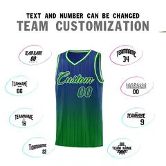 Royal Green Gradient Stripe Basketball Jersey 4