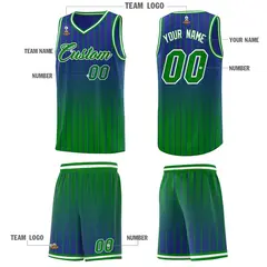 Royal Green Gradient Stripe Basketball Jersey 5