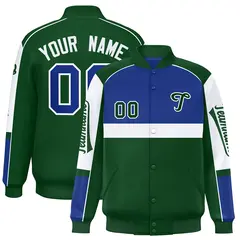 Royal Green Raglan Sleeves Varsity Letterman Jacket 1
