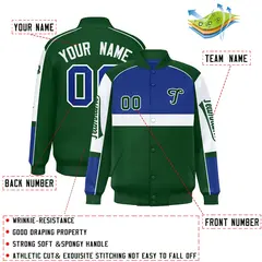 Royal Green Raglan Sleeves Varsity Letterman Jacket 2
