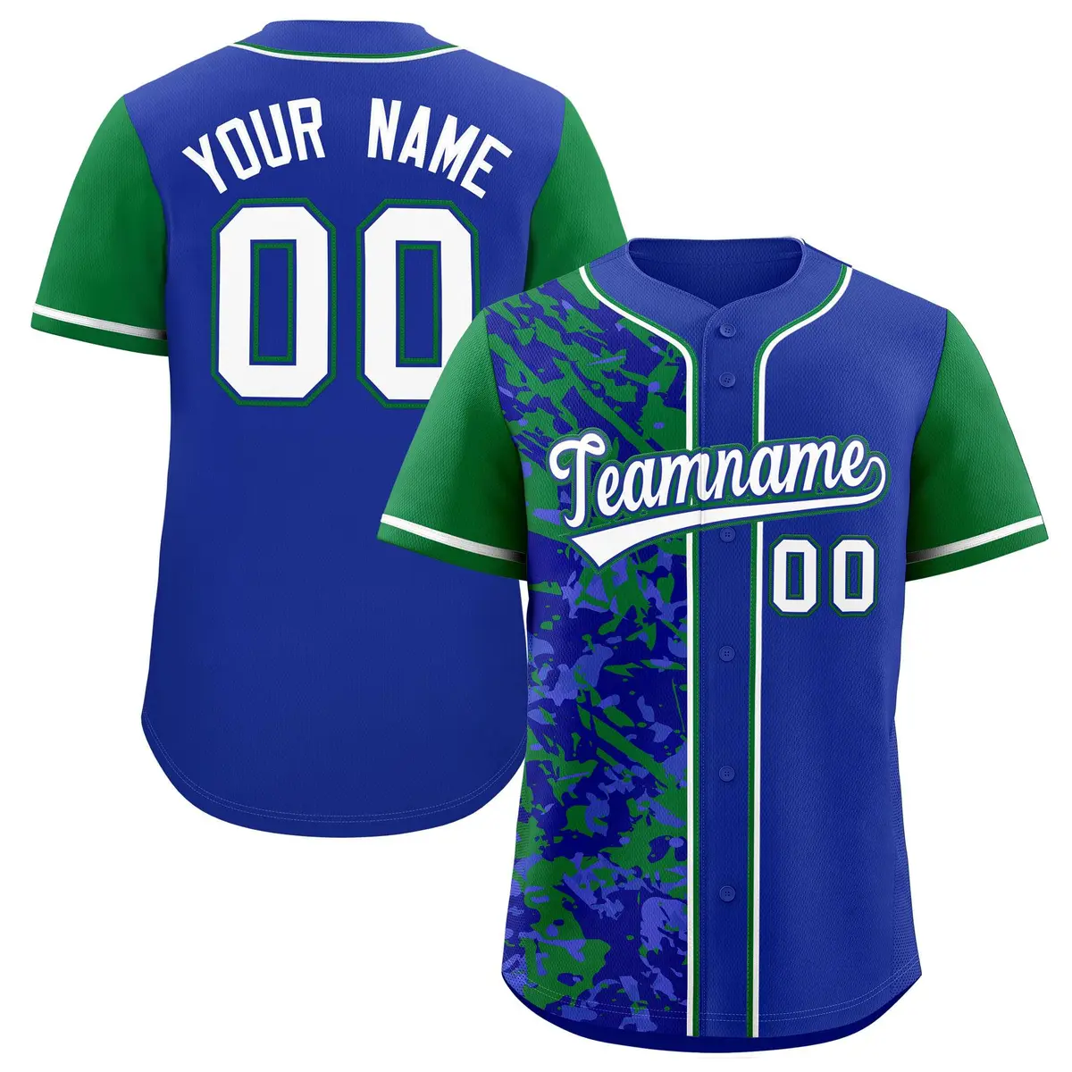 Royal Green Split Graffiti Raglan Sleeve Baseball Jersey