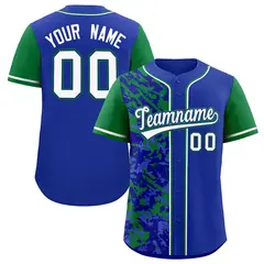 Royal Green Split Graffiti Raglan Sleeve Baseball Jersey 1