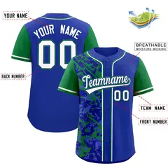 Royal Green Split Graffiti Raglan Sleeve Baseball Jersey 2