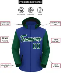 Royal Green-White Raglan Sleeves Waterproof Jacket 2