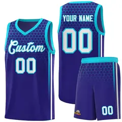 Royal Honeycomb Pattern Basketball Uniform Jersey 1