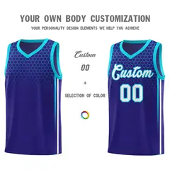 Royal Honeycomb Pattern Basketball Uniform Jersey 3
