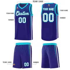 Royal Honeycomb Pattern Basketball Uniform Jersey 5