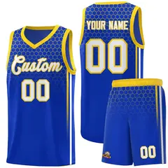 Royal Honeycomb Pattern Basketball Uniform Jersey 1