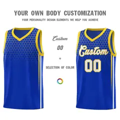 Royal Honeycomb Pattern Basketball Uniform Jersey 3