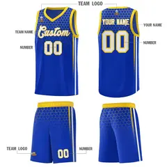 Royal Honeycomb Pattern Basketball Uniform Jersey 5