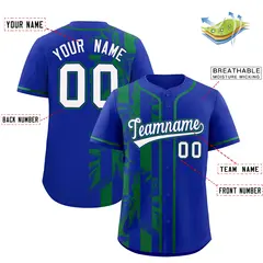Royal Kelly Green Coconut Tree Split Baseball Jersey 2
