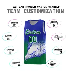 Royal Kelly Green Eagle Graffiti Pattern Basketball Jersey 2