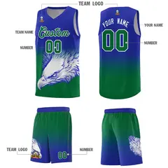 Royal Kelly Green Eagle Graffiti Pattern Basketball Jersey 3