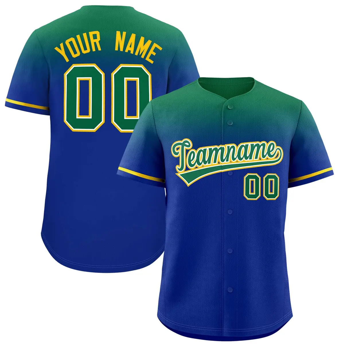 Royal Kelly Green Gradient Authentic Baseball Jersey