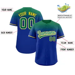 Royal Kelly Green Gradient Authentic Baseball Jersey 2