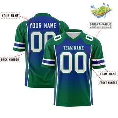 Royal Kelly Green Gradient Side Pattern Football Jersey 2
