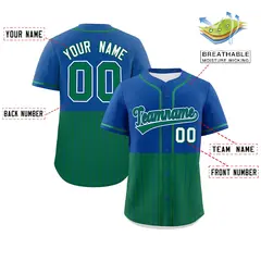 Royal Kelly Green Half Stripe Authentic Baseball Jersey 2
