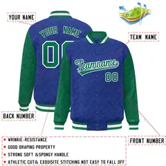 Royal Kelly Green L Pattern Raglan Letterman Baseball Jacket 2