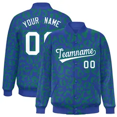 Royal Kelly Green Leopard Graffiti Varsity Letterman Jacket 1