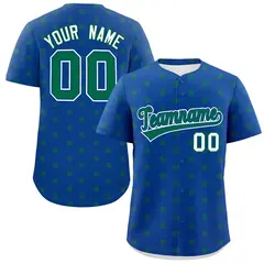 Royal Kelly Green Polka Dot Graffiti Baseball Jersey 1