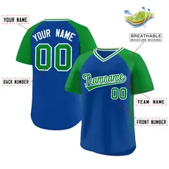 Royal Kelly Green Raglan Side Spot Pullover Baseball Jersey 2