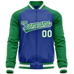 Royal Kelly Green Raglan Sleeves Varsity Full-Zip Letterman Baseball Jacket 5