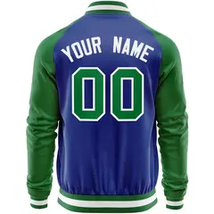 Royal Kelly Green Raglan Sleeves Varsity Full-Zip Letterman Baseball Jacket 6