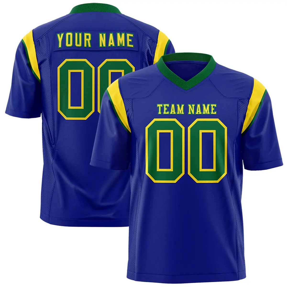 Royal Kelly Green Shoulder Cut Two-Tone Flag Football Jersey