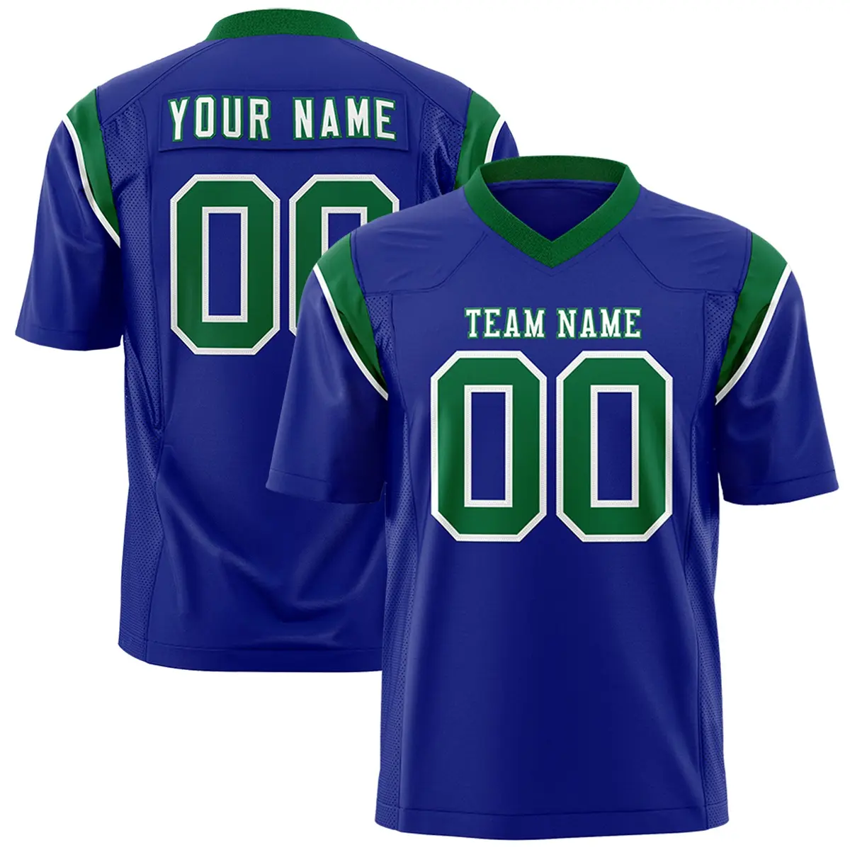 Royal Kelly Green Shoulder Cut Two-Tone Flag Football Jersey