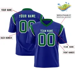 Royal Kelly Green Shoulder Cut Two-Tone Flag Football Jersey 2