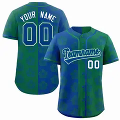 Royal Kelly Green Split Flower Graffiti Baseball Jersey 1