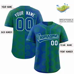 Royal Kelly Green Split Flower Graffiti Baseball Jersey 2