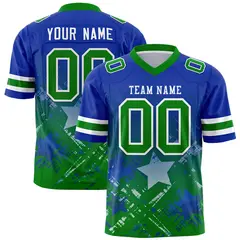 Royal Kelly Green Star Gradient Flag Football Jersey 1