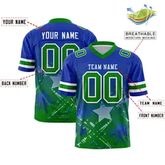 Royal Kelly Green Star Gradient Flag Football Jersey 2