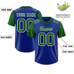 Royal Kelly Green Star Pattern Raglan Sleeves Football Jersey 2