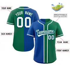 Royal Kelly Green Stripe-Solid Combo Baseball Jersey 2