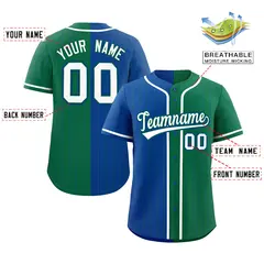 Royal Kelly Green Striped Two Tone Authentic Baseball Jersey 2