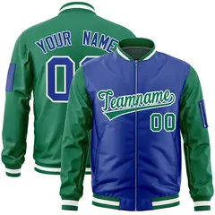 Royal Kelly Green Two-Tone Varsity Letterman Bomber Jacket 1