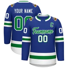 Royal Kelly Green-White Classic Style Hockey Jersey
