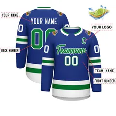 Royal Kelly Green-White Classic Style Hockey Jersey 2