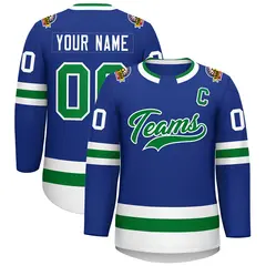 Royal Kelly Green-White Classic Style Hockey Jersey