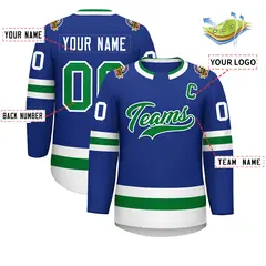 Royal Kelly Green-White Classic Style Hockey Jersey 2