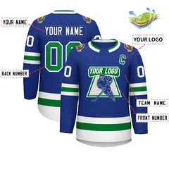 Royal Kelly Green-White Classic Style Hockey Jersey 2