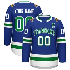 Royal Kelly Green-White Classic Style Hockey Jersey 1