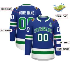Royal Kelly Green-White Classic Style Hockey Jersey 2