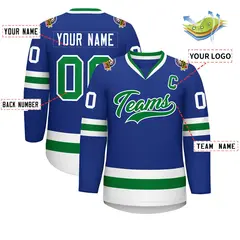 Royal Kelly Green-White Classic Style Hockey Jersey 2