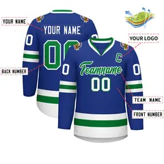 Royal Kelly Green-White Classic Style Hockey Jersey 2